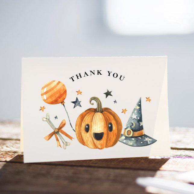 Carte De Remerciements Baby shower d'Halloween du petit Citrouille Boo (Créateur téléchargé)