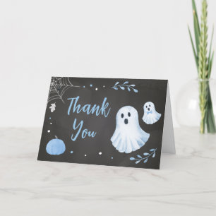 Carte De Remerciements Baby shower d'Halloween fantôme bleu