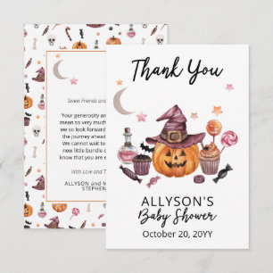 Carte De Remerciements Baby shower d'Halloween Jack-O-Lantern