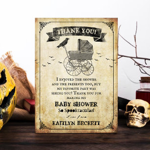 Carte De Remerciements Baby shower d'Halloween vintage