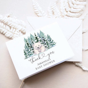 Carte De Remerciements Baby shower d'hiver de l'ours polaire