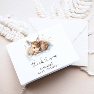 Carte De Remerciements Baby shower d'hiver Deer Woodland