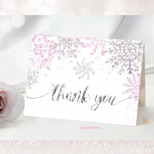 Carte De Remerciements Baby shower d'hiver Fille de flocon de neige