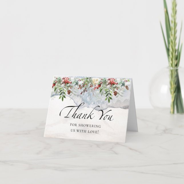 Carte De Remerciements Baby shower d'hiver. Il fait froid dehors (Devant)