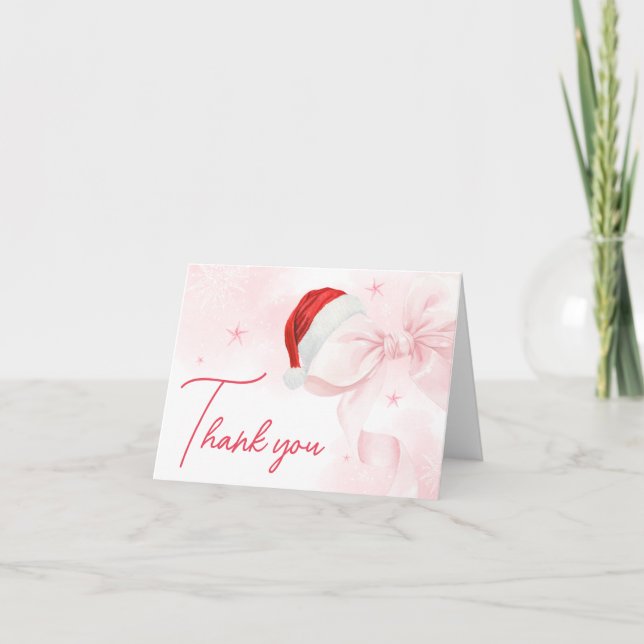 Carte De Remerciements Baby shower d'hiver Pink Bow (Devant)