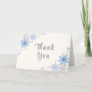 Carte De Remerciements Baby shower d'hiver Simple Blue Snowflakes