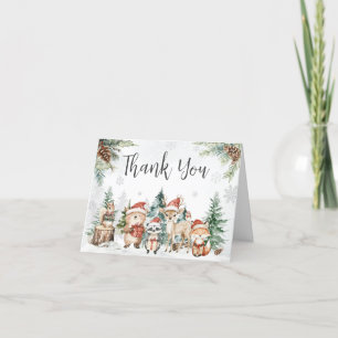Carte De Remerciements Baby shower d'hiver sur les animaux des bois