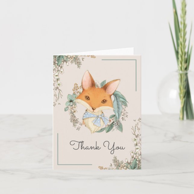 Carte De Remerciements Baby shower d'illustration de la renard de bois Me (Devant)