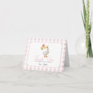 Carte De Remerciements Baby Shower Dindon Rose à Carreaux