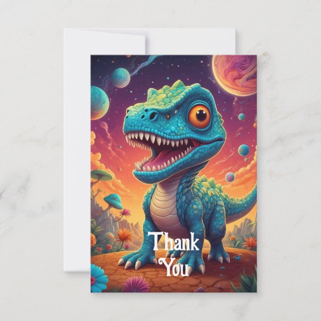 Carte De Remerciements Baby shower dino-mite se traduit en Fête prénatale (Devant)