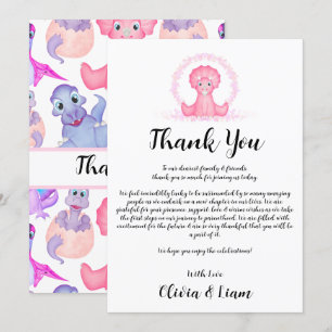 Carte de remerciements Baby shower Dinosaur aquare