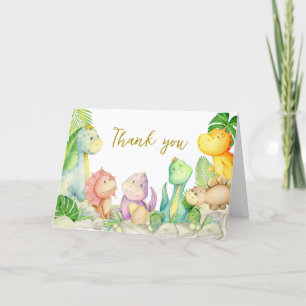 Carte De Remerciements Baby shower Dinosaur Boy verdoyant