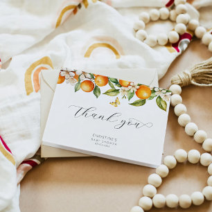 Carte de remerciements Baby shower d'Oranges aquar