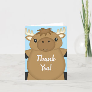 Carte De Remerciements Baby shower d'orignal bleu