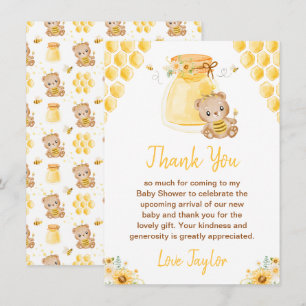 Carte De Remerciements Baby shower d'ours au miel