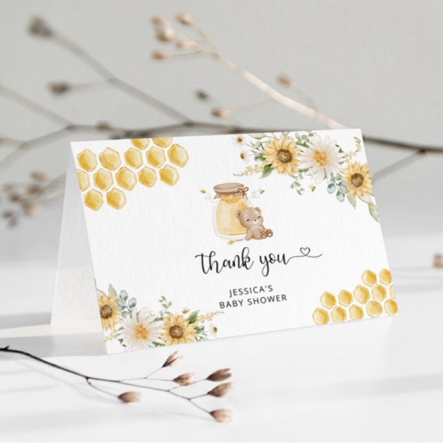 Carte De Remerciements Baby shower d'ours au miel (Créateur téléchargé)