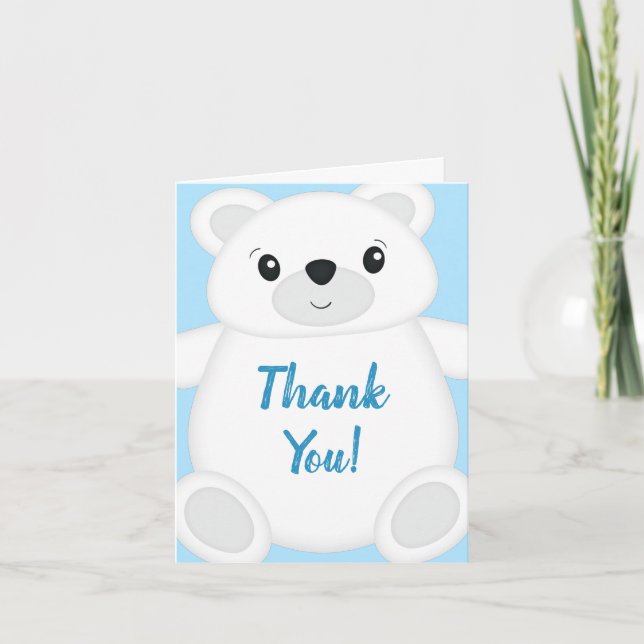 Carte De Remerciements Baby shower d'ours bleu polaire (Devant)