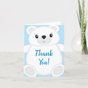Carte De Remerciements Baby shower d'ours bleu polaire