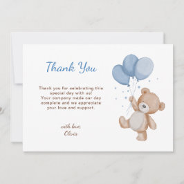 Carte De Remerciements Baby shower d'ours en peluche mignon