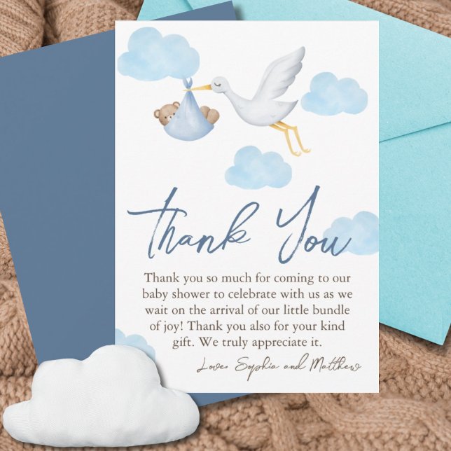 Carte De Remerciements Baby shower d'ours, Garçon bébé, Livraison de la c (Créateur téléchargé)