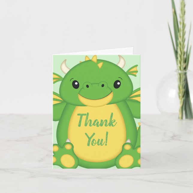 Carte De Remerciements Baby shower Dragon (Devant)