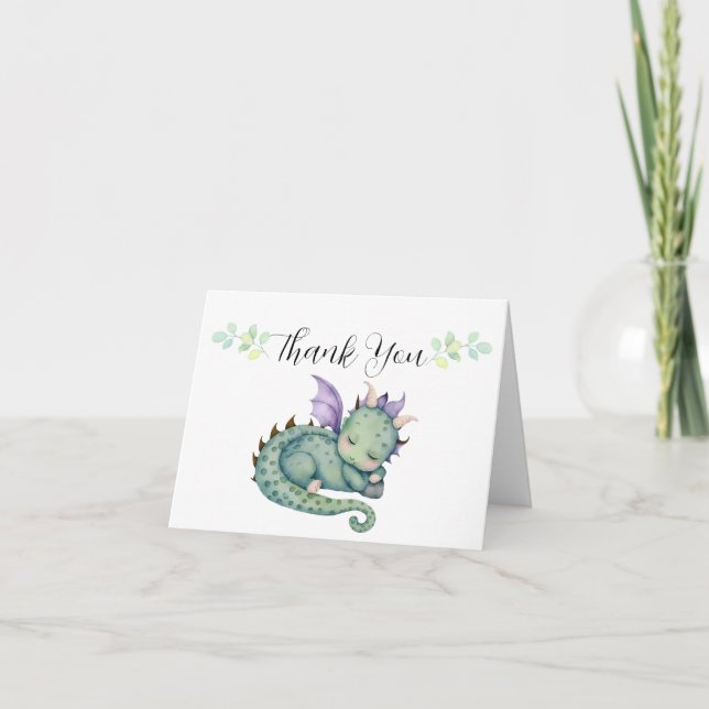Carte De Remerciements Baby shower Dragon (Devant)
