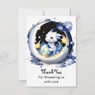 Carte De Remerciements Baby shower Dragon À Thème Imaginaire