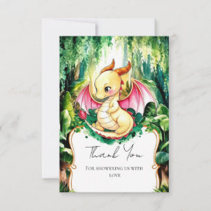 Carte De Remerciements Baby shower Dragon Cute Personnalisé