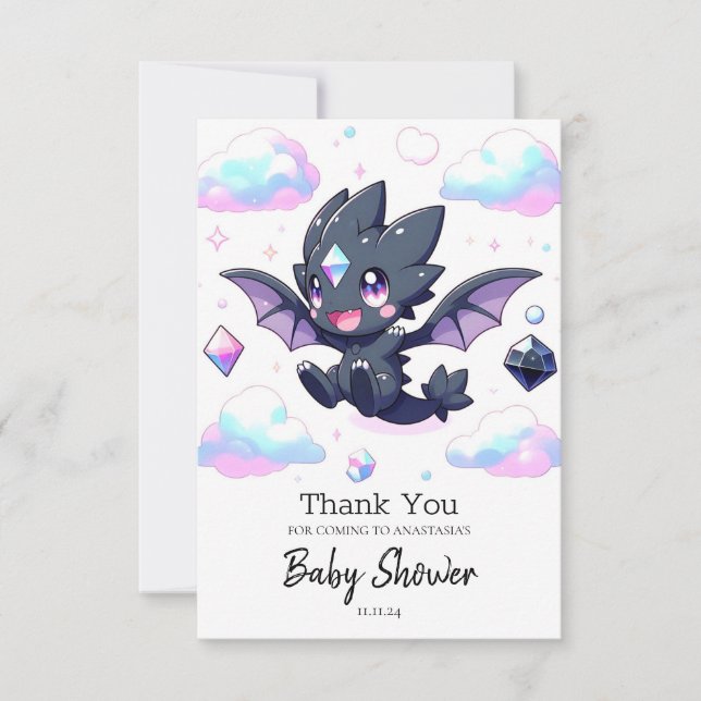 Carte De Remerciements Baby shower Dragon Enchanted (Devant)