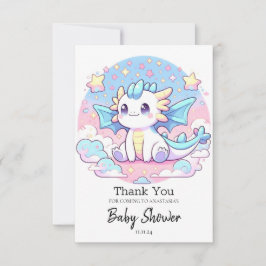 Carte De Remerciements Baby shower Dragon Simple Cute