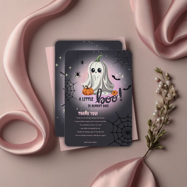 Carte De Remerciements Baby shower du Citrouille d'Halloween Little Boo (Créateur téléchargé)