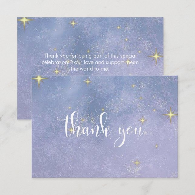 Carte De Remerciements Baby shower « Écrit dans les étoiles » (Devant / Derrière)