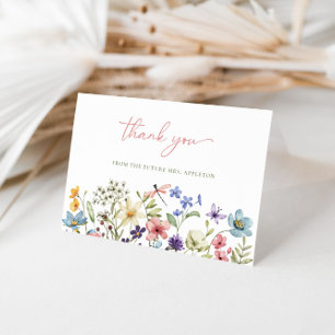 Carte De Remerciements Baby Shower Élégant avec Calligraphie de Fleurs Sa
