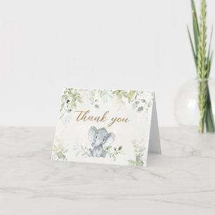 Carte De Remerciements Baby-Shower Eléphant à Verdure