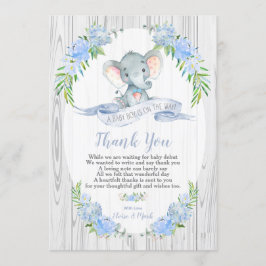 Carte de remerciements Baby shower éléphant bébé g
