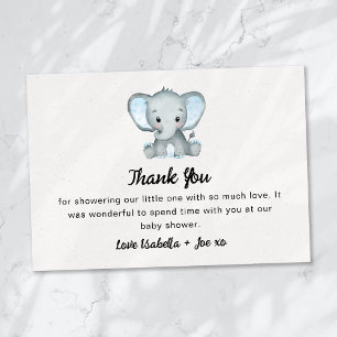 Carte De Remerciements Baby shower Eléphant bleu petit arachide