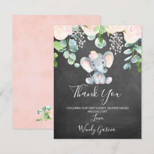 Carte de remerciements Baby shower Eléphant Chalkb