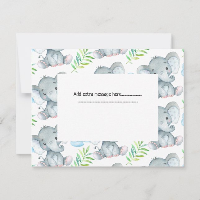Carte de remerciements Baby shower éléphant de mes (Dos)