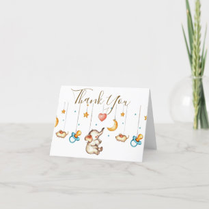 Carte de remerciements baby shower Eléphant mignon