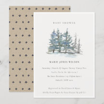 Baby shower en bois de pin bleu vert Dusky Invitat