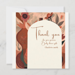 Carte De Remerciements Baby shower en bois de Terracotta moderne