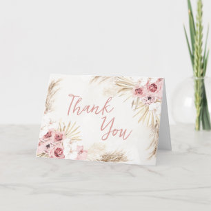 Carte De Remerciements Baby shower en laiton rose Pampas