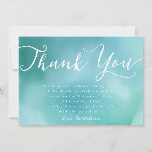Carte De Remerciements Baby shower en lettres de manuscrit de main bleue