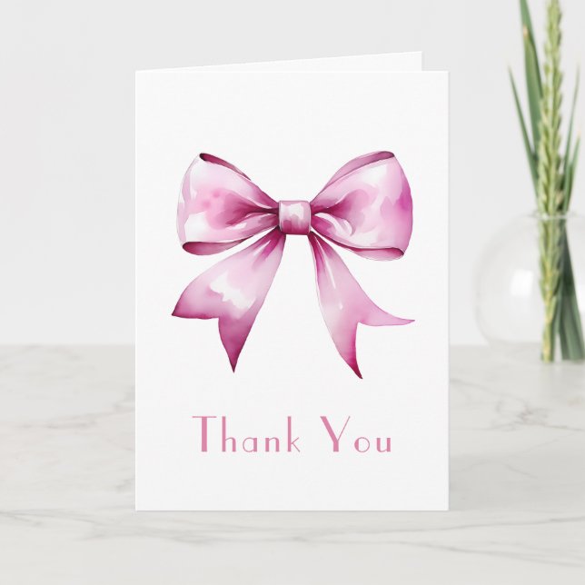 Carte De Remerciements Baby shower en ruban rose (Devant)