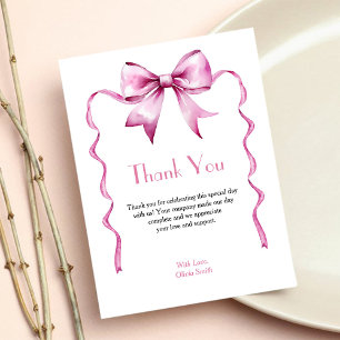 Carte De Remerciements Baby shower en ruban rose