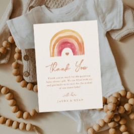 Carte De Remerciements Baby shower en terre cuite Boho Rainbow