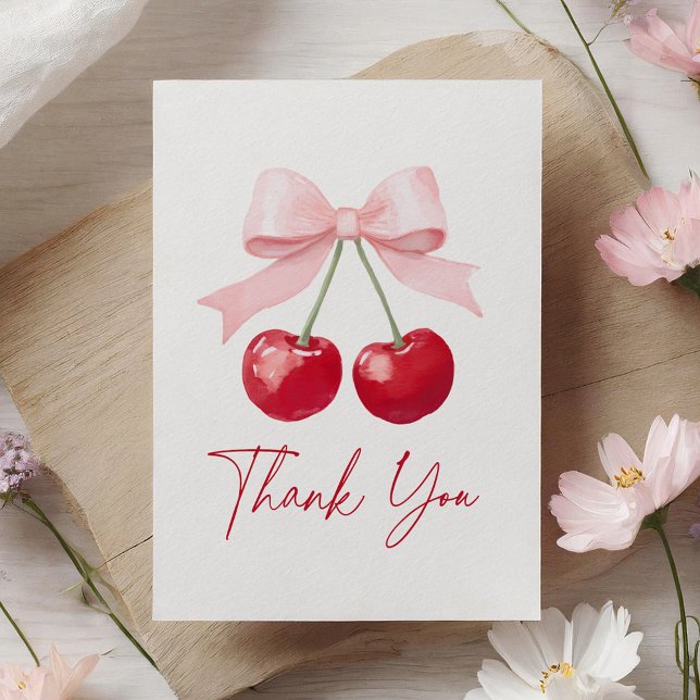 Carte De Remerciements Baby shower En vichy cerise (Créateur téléchargé)