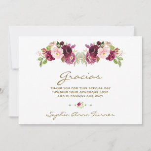 Carte De Remerciements Baby shower espagnol Gracias de Bourgogne