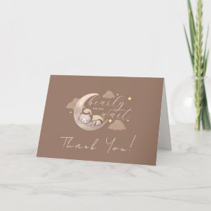 Carte De Remerciements Baby shower étoile de l'ours de sommeil Brown