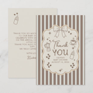 Carte De Remerciements Baby Shower Fantaisiste sur le thème du Café